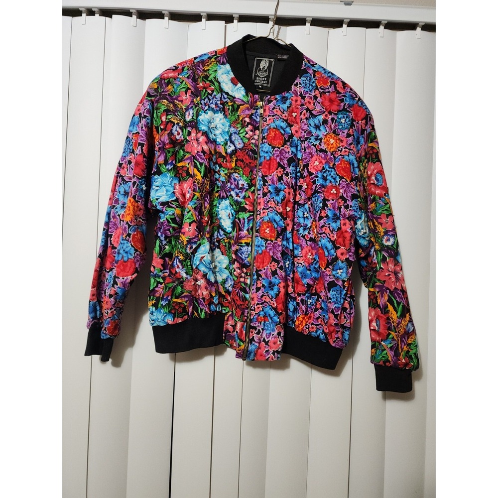 Vintage 80s Women's M Colorful Sequins Floral Jacket‎ Art Beaded Short Circuit